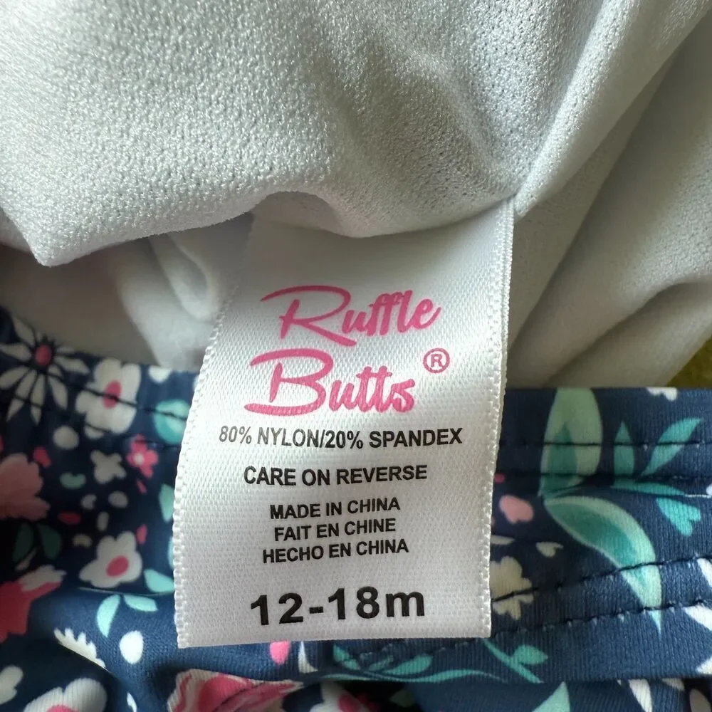 RuffleButts Baby Girl UPF50+ Butterfly Flutter Sleeve One Piece Swimsuit 12-18M